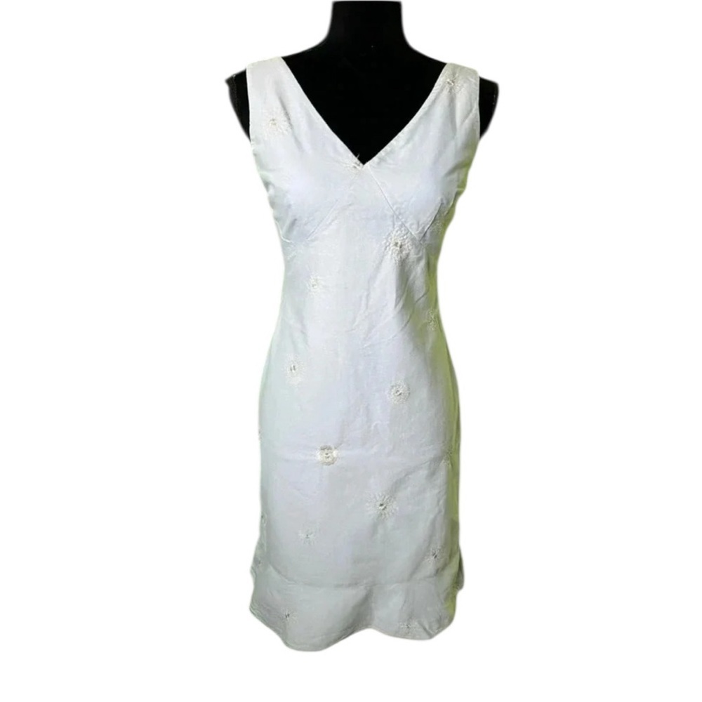 B. Moss Dress Collection Womens Blue Embroidered Tank Dress 4